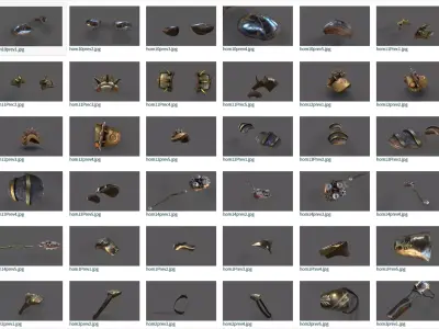 Punk Steam Shoulder pad pack 14 Low-poly 3D model