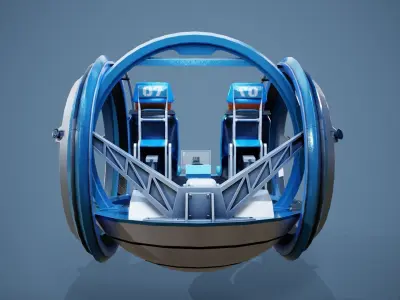 Gyrosphere inside of car with two seats Low-poly 3D model