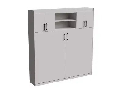 White Cabinet Drawers Wall Bed Closed Low-poly 3D model