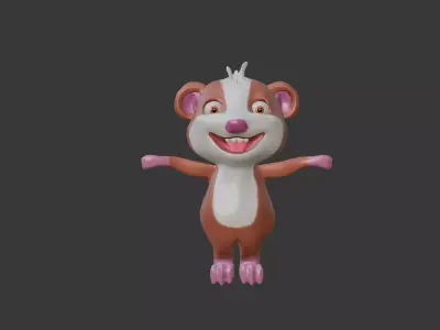 Stylish Low Poly Cartoon Mouse 3D Model Low-poly 3D model