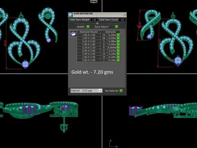 Pendant Earrings combo - 1161 3D print model