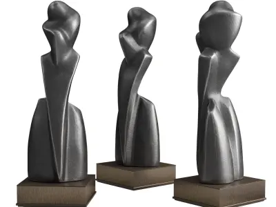 White tall abstract Low-poly 3D model