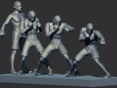 boxing boxer fighter 3d printable model stl multi poses 3D print model