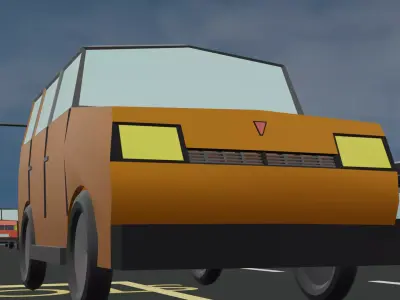 low poly stylized minivan 2 Low-poly 3D model