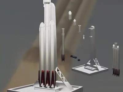 Falcon 9 Heavy Rocket SpaceX 3D print model