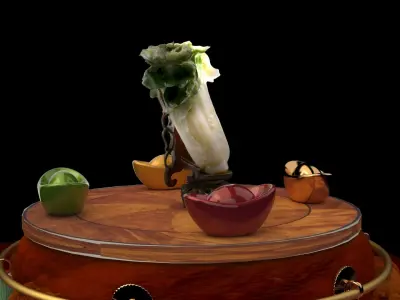 Chinese jadelite cabbage sculpture  3D model