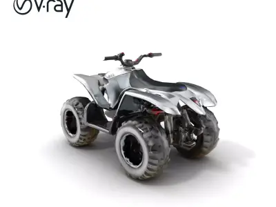 Metallic Silver Quad Bike with Oversized Tires Model Pack Low-poly 3D model