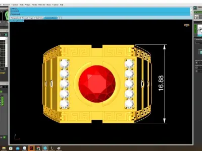 Luxury Greek Key Ring with Round Gemstone 3D Jewelry Model 4077 3D print model