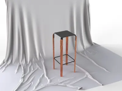 Scandinavian Design Four legged Bar Stool 3D model