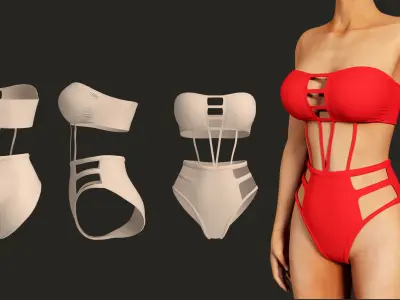 8 different swimsuit pack 3D model