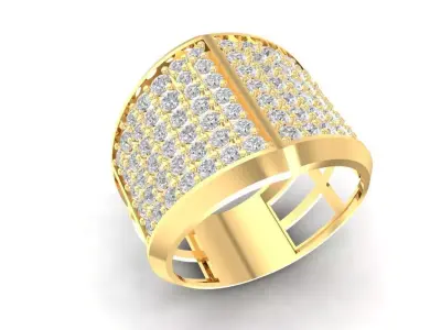 Luxury Wide Pave Diamond Grid Ring for Men  1132 3D print model