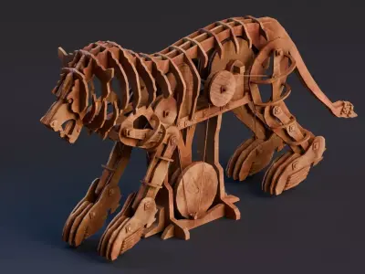 Da Vinci Inventions - Mechanical Lion Low-poly 3D model