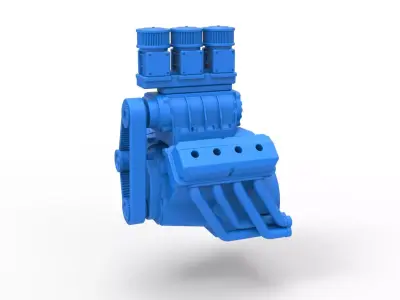 Engine V8 for vintage Monster truck Scale 1 to 25 3D print model