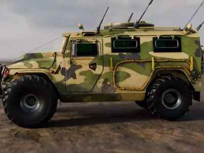 Armored Off-Road Tactical Vehicle Low-poly 3D model