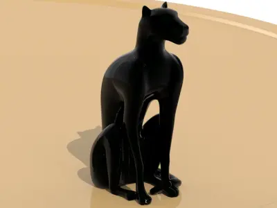 Black panther sitting Texture Black marble Marquina 3D model