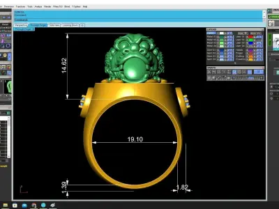 Luxury Pixiu Ring with Gemstone Jewelry Design  3612 3D print model