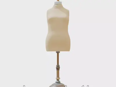 Vintage Dress Form Mannequin with Adjustable Bronze Base Low-poly 3D model