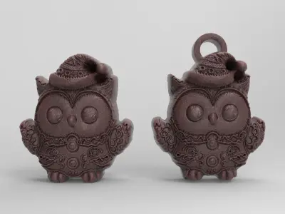 owl cookie christmas decor  3D print model