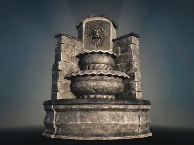 Stone Fountain low-poly game-ready Low-poly 3D model