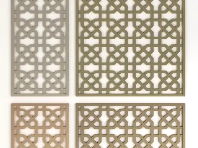 Arabic Islamic pattern decorative gold plaster 3D model