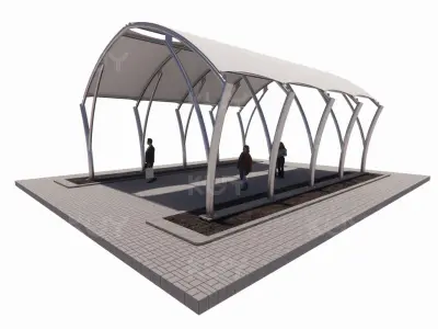 Roof structure for car parking and walkways 2 Low-poly 3D model