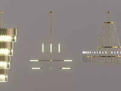 Mid Century Modern Chandelier Collection 3D model