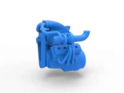 Twin turbo supercharged V8 Engine Version 3 Scale 1 to 25 3D print model