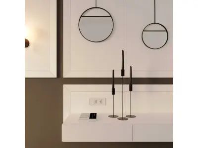 Headboard 5 bathroom with mirrors on wall 3D model