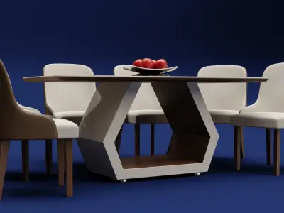 Modern Wood Table 6 seats 2 3D model
