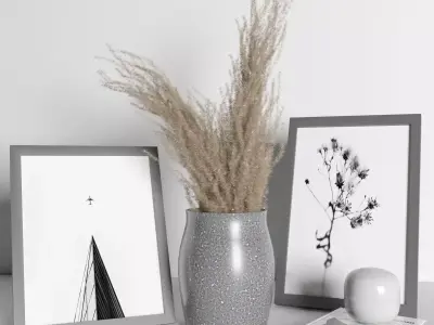 Decoration set with dry grass 3D model