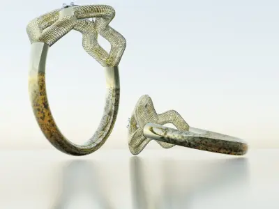 Wireframe Model Gold Ring 3D print model