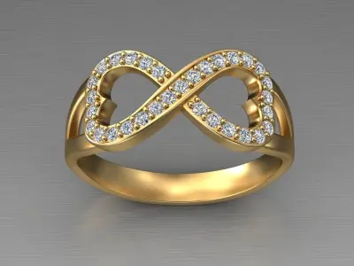 Infinity Heart Diamond Ring 3D print model