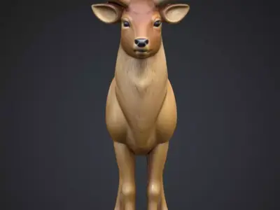 Stylized 3D Deer Model Low Poly Game Ready Animal Low-poly 3D model
