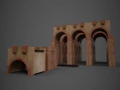 Old Modular Rail Bridge Low-poly 3D model