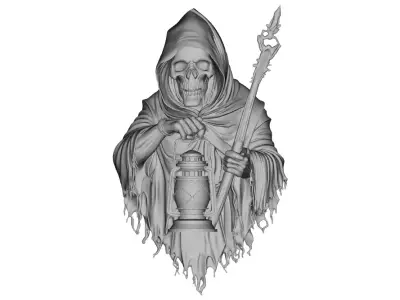 Grim Reaper with Lantern 3D Model for Jewelry Pendant Design 3D print model
