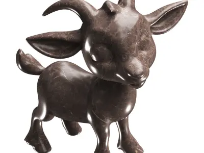  Goat Statues Low-poly 3D model