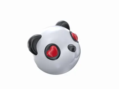 panda bear head with eyes Low-poly 3D model