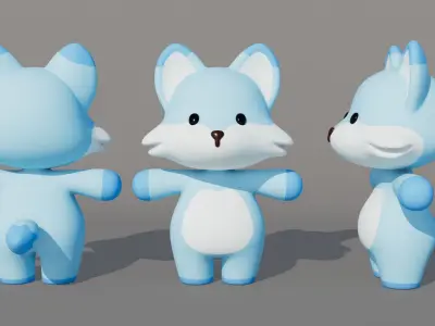 Rigged Cartoon Fox Low-poly 3D model