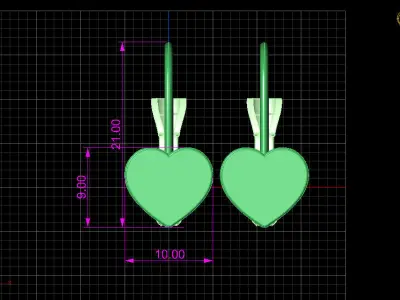 heart shaped huggy earrings 3D print model