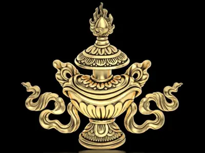 Buddhist Treasure Vase Relief 3D print model