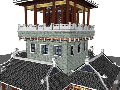 Chinese Pagoda  Low-poly 3D model