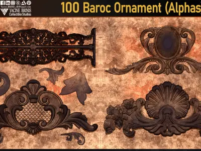 100 Baroc Ornament Alphas Volume 01 Low-poly 3D model
