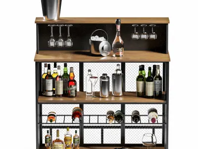 Contemporary Mini Bar Cabinet 3D model 3D model