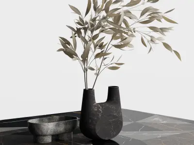 Lago Meet Table with Vase Decoration 3D model