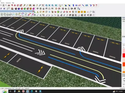 Modern Parking Lot - sketchup model 3D model