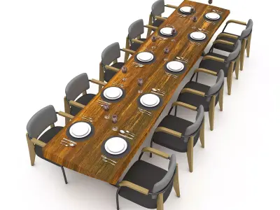 dining table 014 3D Low-poly 3D model