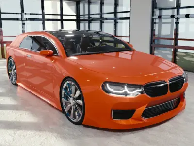 BLENDER EEVEE Brandless Small 2 door hatchback Low-poly 3D model