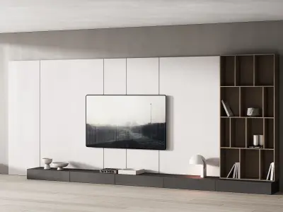 500 tv wall kit 10 modern minimal living room zone 3D model
