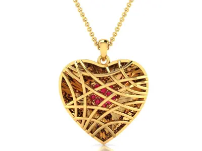 Women Heart Pendant 3dm STL OBJ FBX Render Details 3D print model