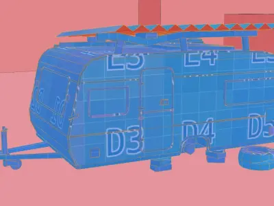 caravan Mobile vehicle for stylized-cartoon paint Low-poly 3D model